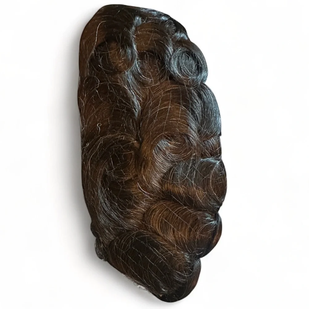 HUMAN HAIR Men’s Hairpiece Breathable Off Black 10% gray hair 100% density